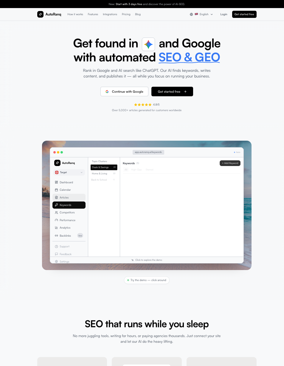 AutoRanq homepage